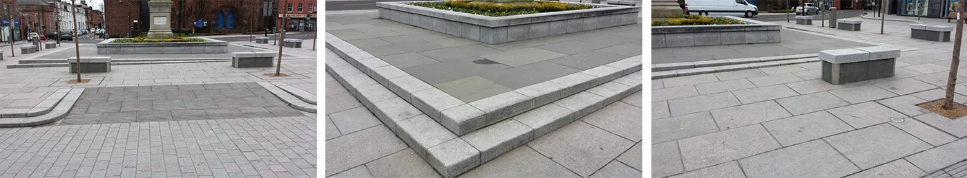 Granite paving project with antique Chinese red setts